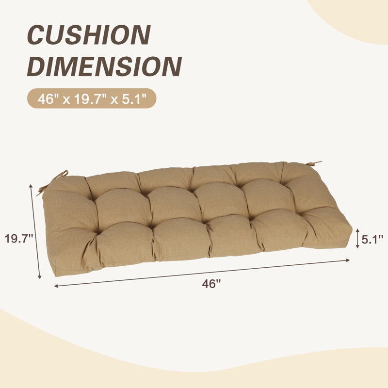 Aoodor Outdoor Polyester Tufted Bench Cushion, 46" W x 19.7" D, Brown