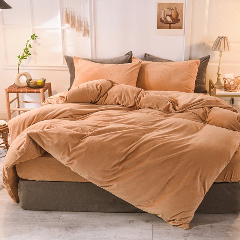 Ensemble de literie pour housse de couette de couleur unie américaine Lissther, Chameau, King