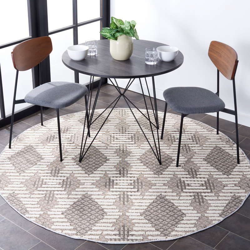 Tapis gris / ivoire Global 420, Rond 6 pi 7 po