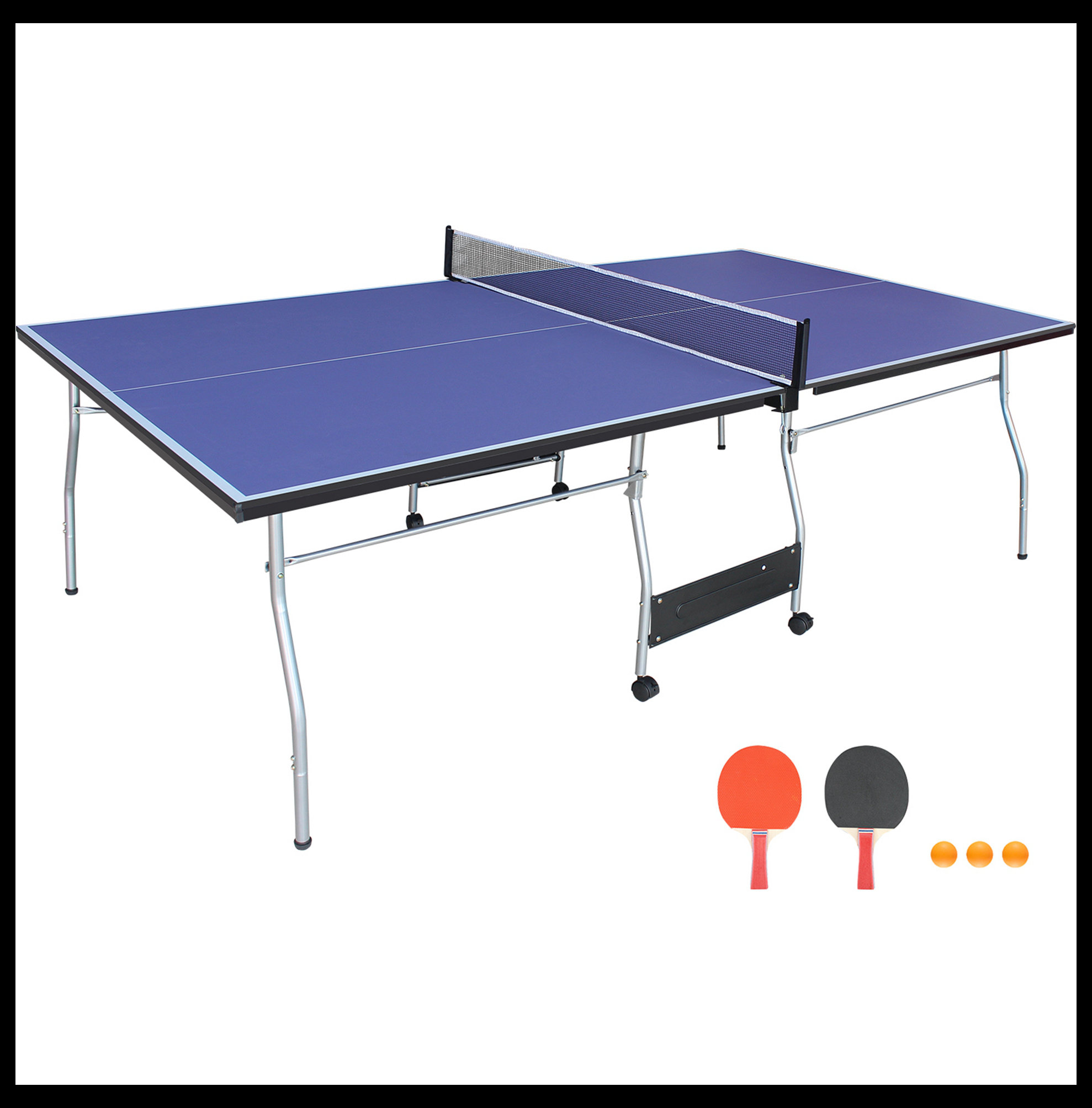 Arlmont & Co. 8ft Mid-Size Table Tennis Table Foldable & Portable Ping ...
