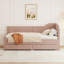 Lit de jour simple en forme de L en velours côtelé, base de lit tapissier avec 2 tiroirs de rangement intégrés pour une conception confortable et pratique.-2135661686