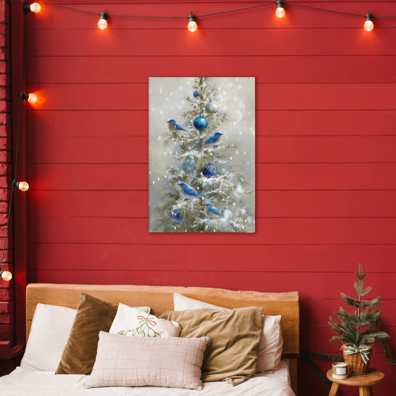 Toile d'arbre de Noël oiseau bleu, design par Tina LeCour, H 36 po x l 24 po