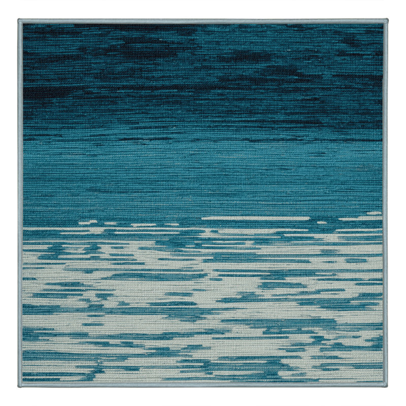 Washable Ocean Depth Gradient Coastal Area Rug, Square 5'