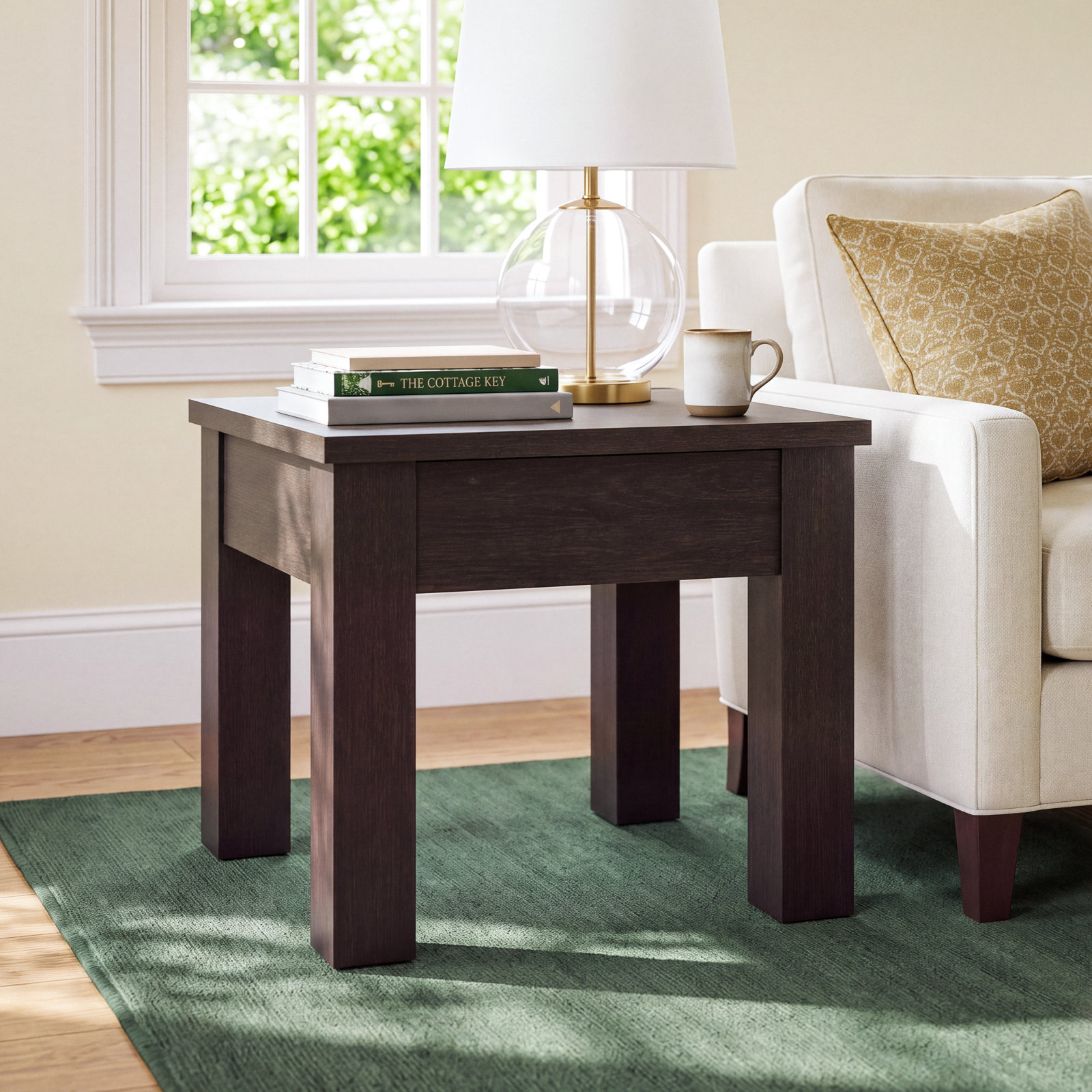 Dutton 26" Oak End Table, Cracked Espresso