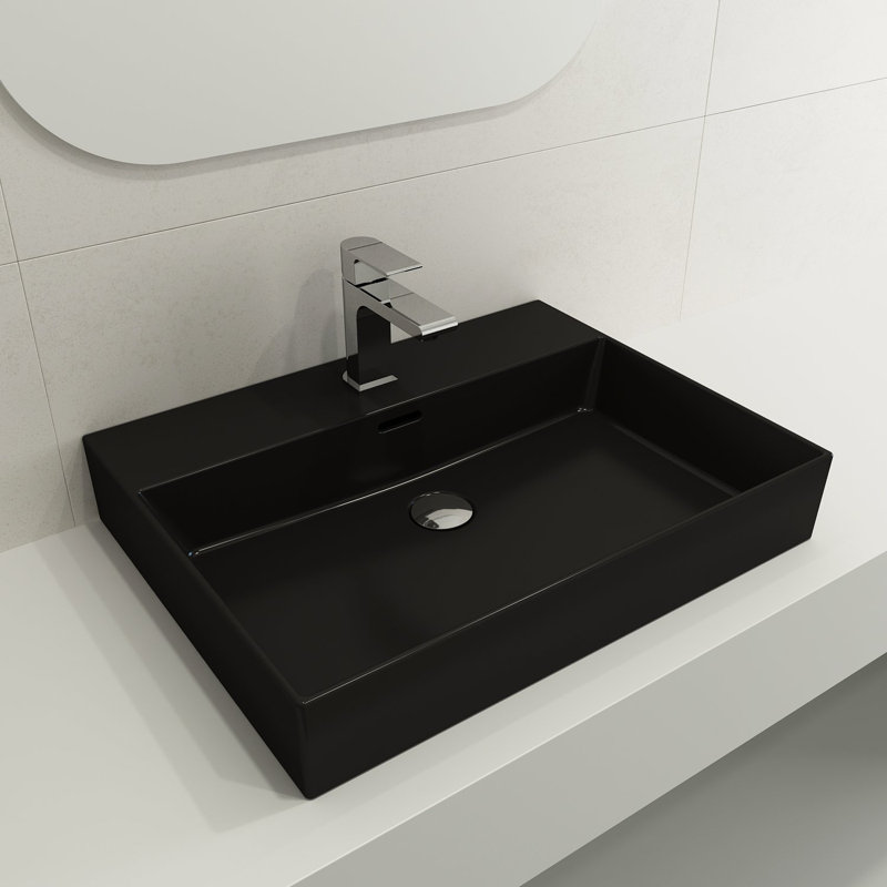 Milano 23.82'' L Bathroom Sink, Matte Black, Single-Hole