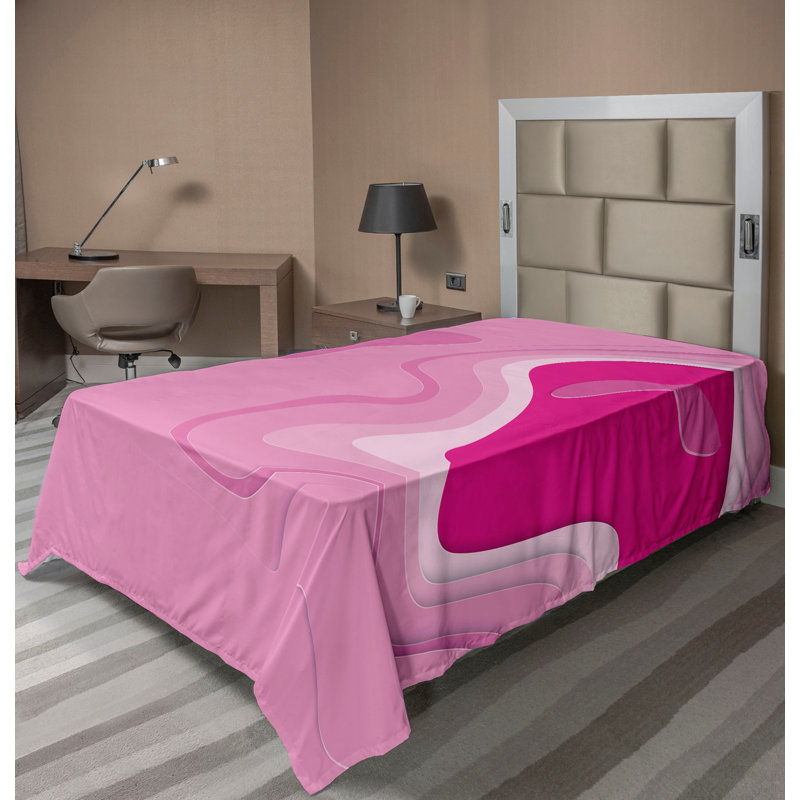 Drap plat moderne de style bohème Ambesonne, Drap plat pour lit simple, Rose doux / motif abstrait magenta