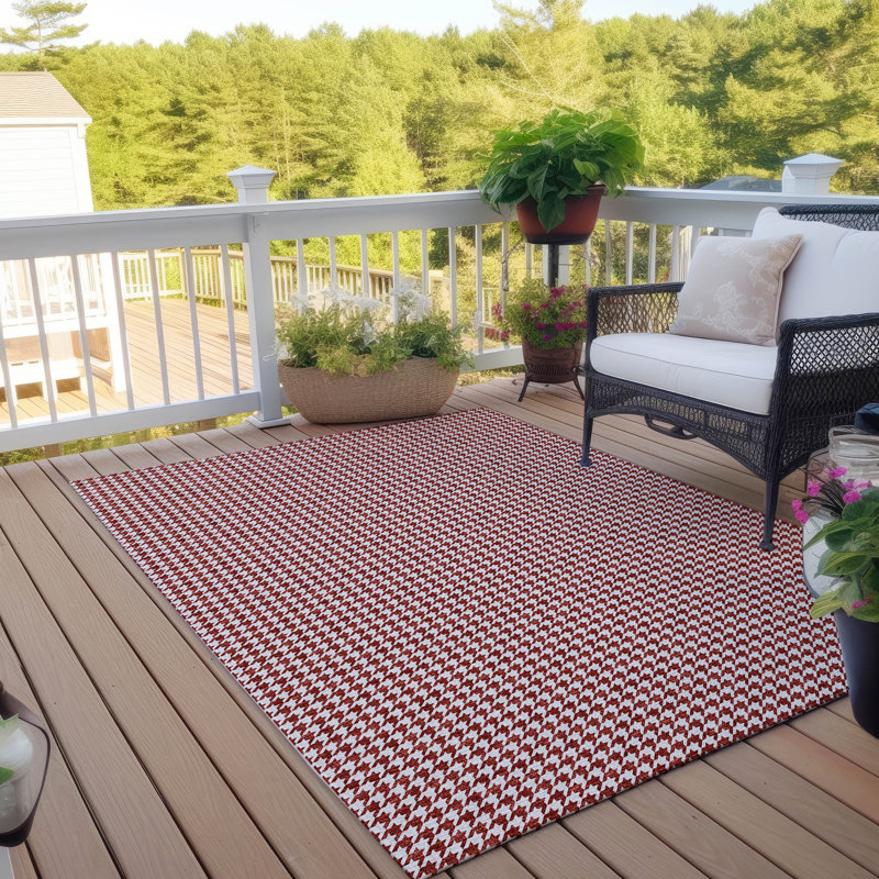 Tapis intérieur / extérieur en polyester tissé à la machine Loreen, Rectangle de 10 pi x 14 pi