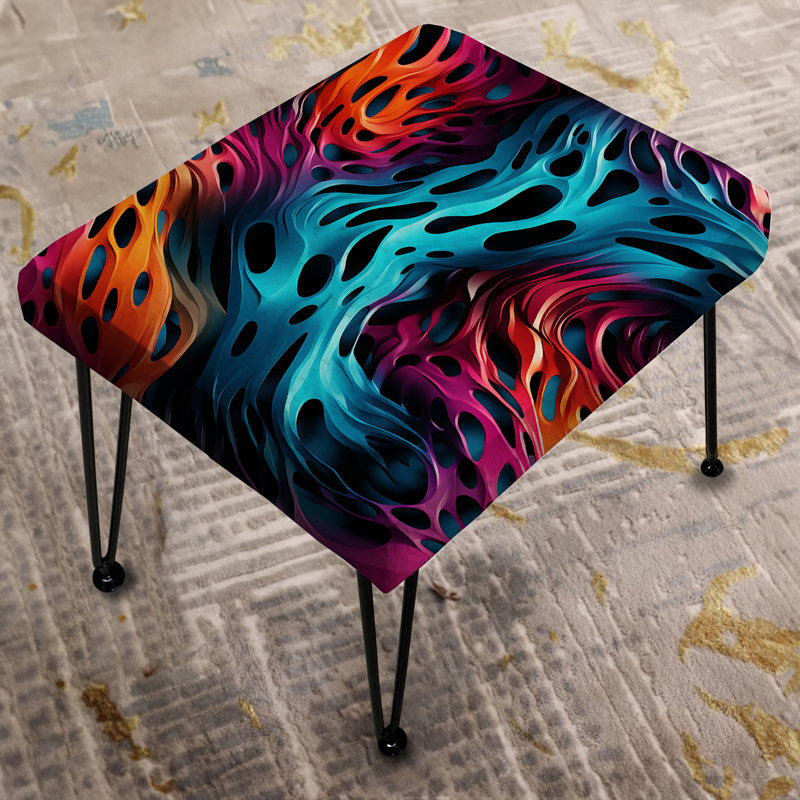 Futuriste rayé Fusion I - Repose-pieds rectangulaire abstrait