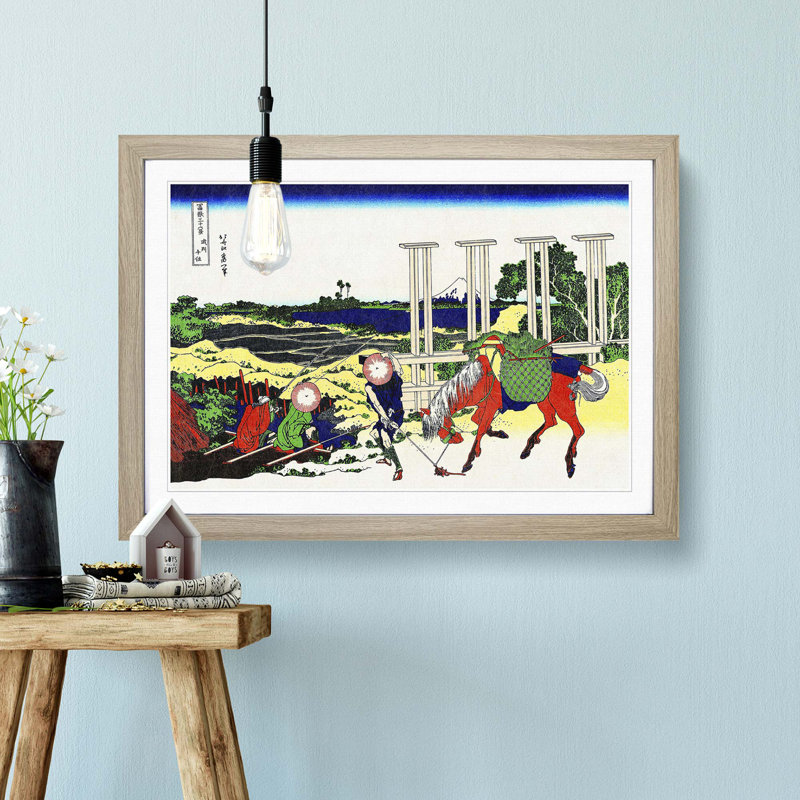 Musachi Province by Katsushika Hokusai - Picture Frame Painting Print, Oak Framed, 36cm H x 48cm W x 2cm D