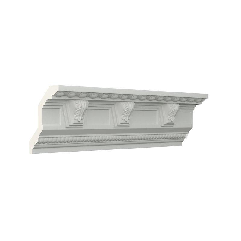 Endurathane Arianna Crown Moulding, 4 3/4"H x 6 5/8"P x 8 1/4"F x 96"L, Factory Primed