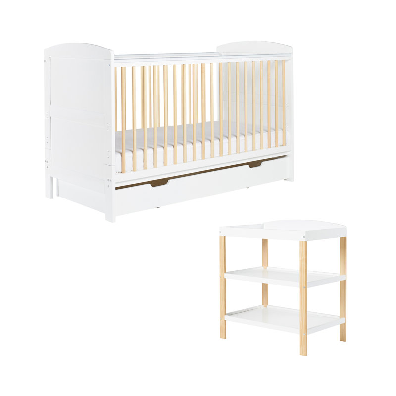 Coleby Scandi 2 Piece Furniture Set, Under Drawer and Premium Sprung Mattress - Scandi White