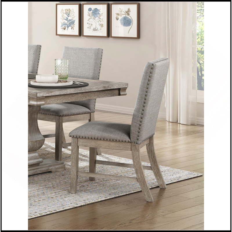 Ensemble de 2 chaises d'appoint rembourrées avec dossier et garniture cloutée avec finition brun gris