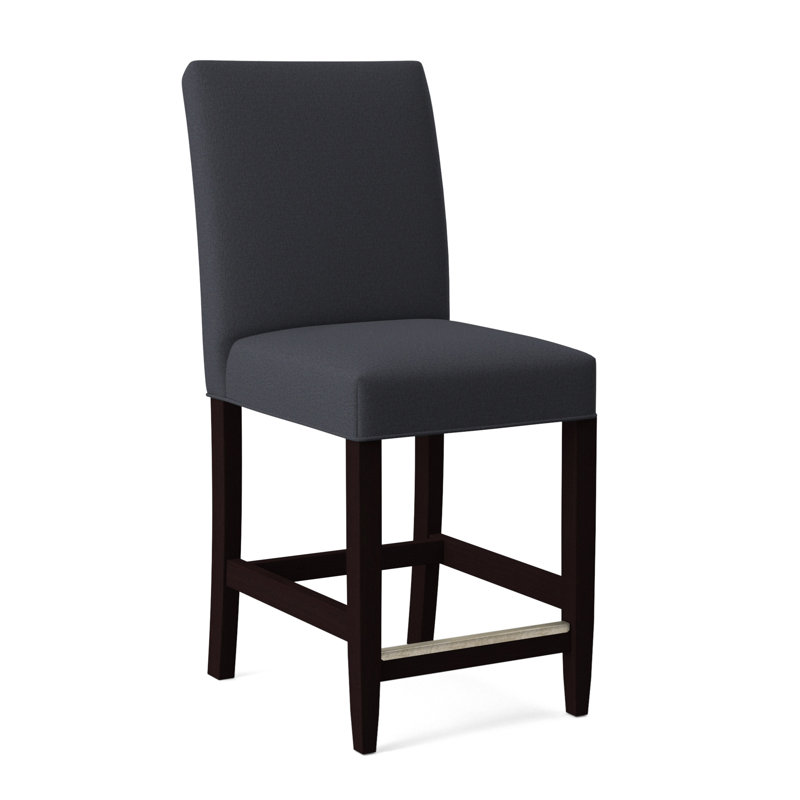 Manhattan Upholstered Stool with Solid Wood Frame, Java Finish, White Performance Fabric; 0851-94