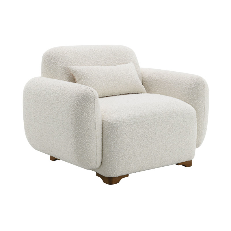 Fauteuil d'appoint Darius Beige Boucle avec 1 coussin décoratif