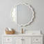 Miroir décoratif rond blanc en bois massif ondulé de 24 pouces, pour chambre à coucher, salle de bain, salon, entrée-497406627