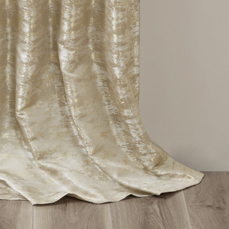 Cassius Damask Total Blackout Thermal Single Curtain Panel, Gold, 50" W x 84" L