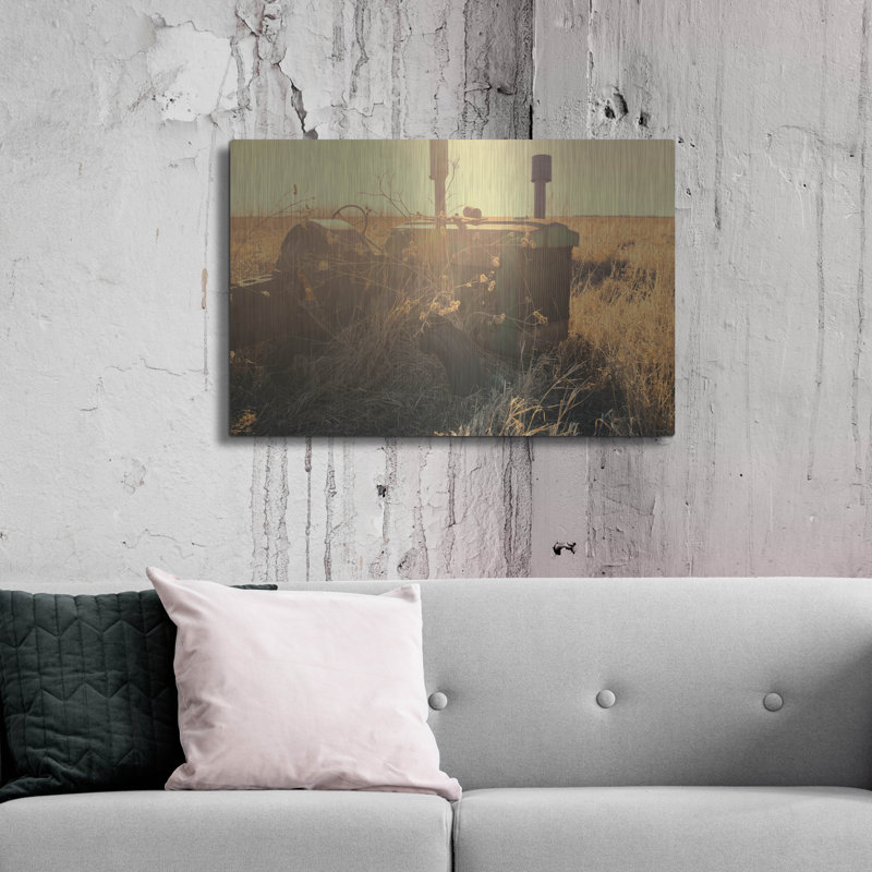 Art mural en métal Lark Manor ™ «Lost Farmstead On The Prairie 041» par Gordon Semmens, H 24 po x l 36 po