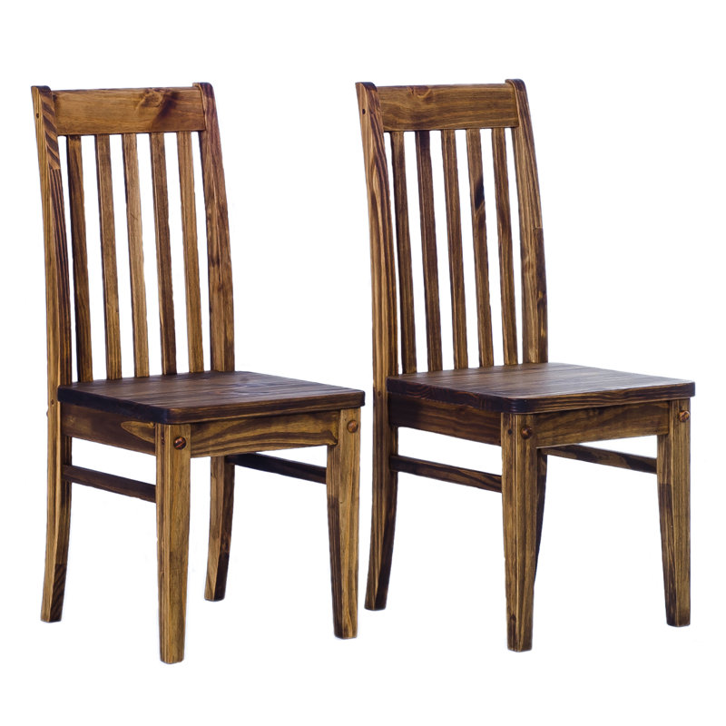 19.5'' H Pine Solid Wood Side Chair, Oak Antique