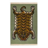 Saber Machine Woven Wool Area Rug in Sage/Khaki