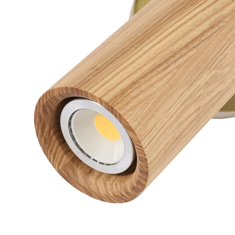 1-Light Rotatable Spotlight Wall Sconce, Ash Wood