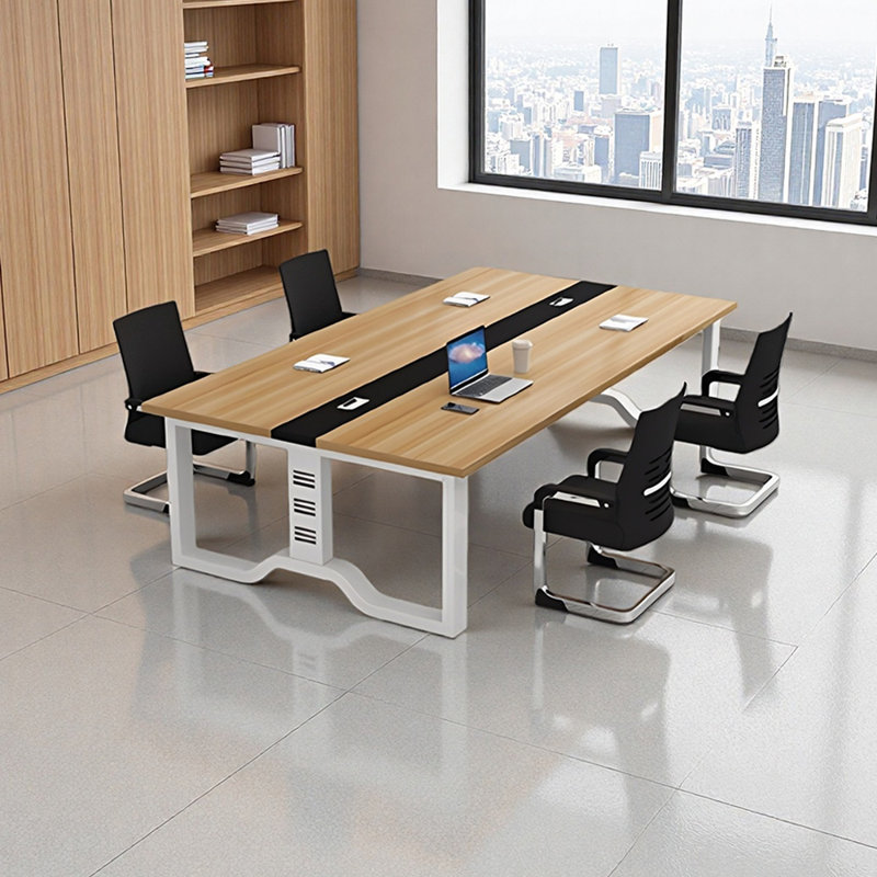 Ensemble de table de conférence multi-usage et chaise, H 29,52 po x L 78,74 po x l 47,24 po, Brun / Noir