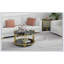Table basse de luxe moderne en or 31,5 pouces, pieds en acier inoxydable, table centrale en verre trempé noir de 8 mm