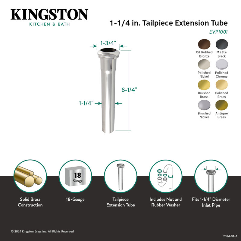 Tube d'extension en laiton Century O.D, Noir mat