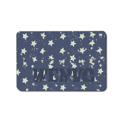 Navy Retro Star Print 20" x 32" Rectangle Entrance Mat Memorial Day
