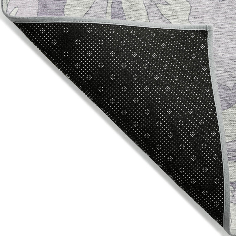 Tapis intérieur lavable floral lilas et ivoire 8 pi x 10 pi lavande