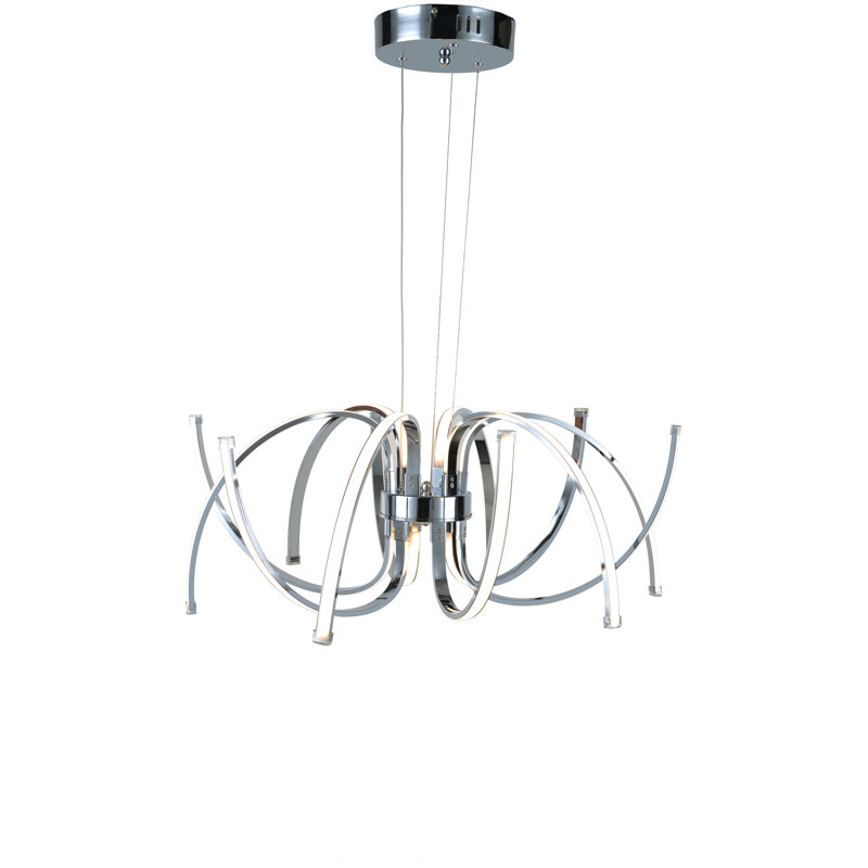 12-Light Chrome Aluminum LED Chandelier With Diffusers, Chrome