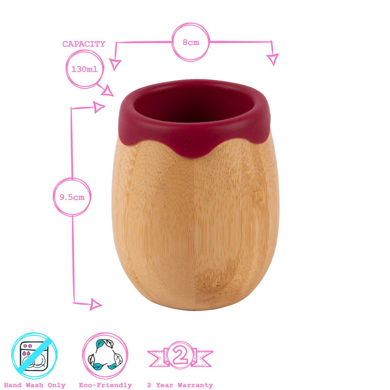 Tiny Dining 130ml Bamboo Wine Tumbler, Red