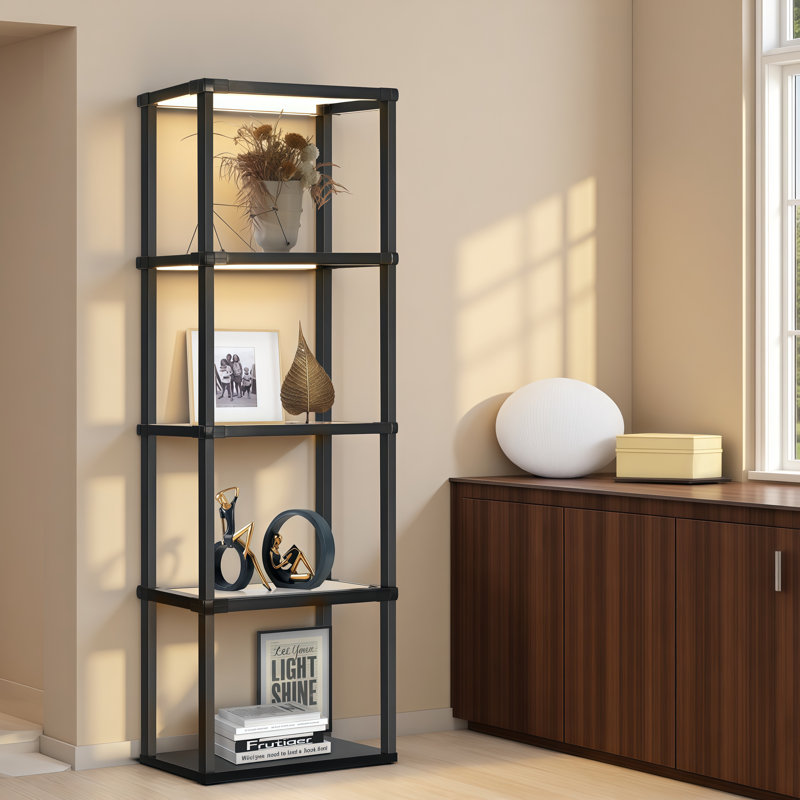 Lampe sur pied colonne 65 "avec télécommande. Contrôle complet de la luminosité et changement de couleur, Noir
