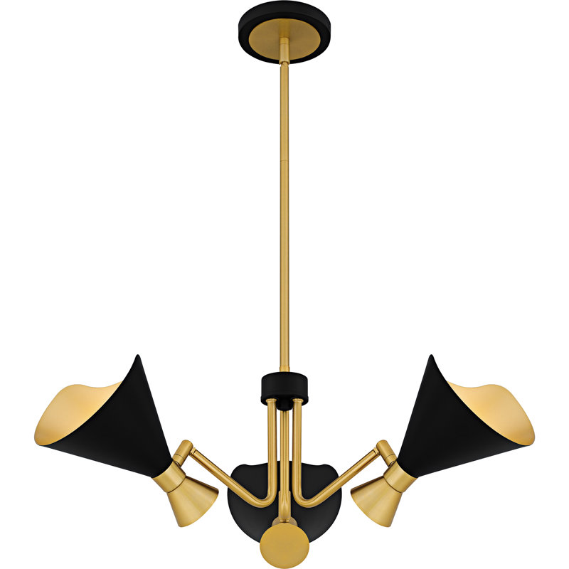 Alcala Matte Black Chandelier, 3 Lights, 9" H x 26" W x 26" D