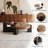 2-Piece Modern Walnut Round Nesting Coffee Table Set with Black Wooden Base