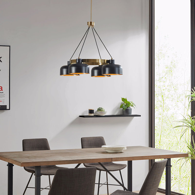 4-Light Metal Shade Chandelier