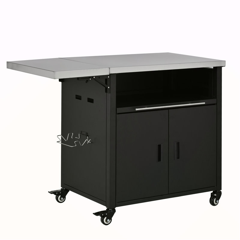 Chariot de barbecue pliable pour l'extérieur, Noir