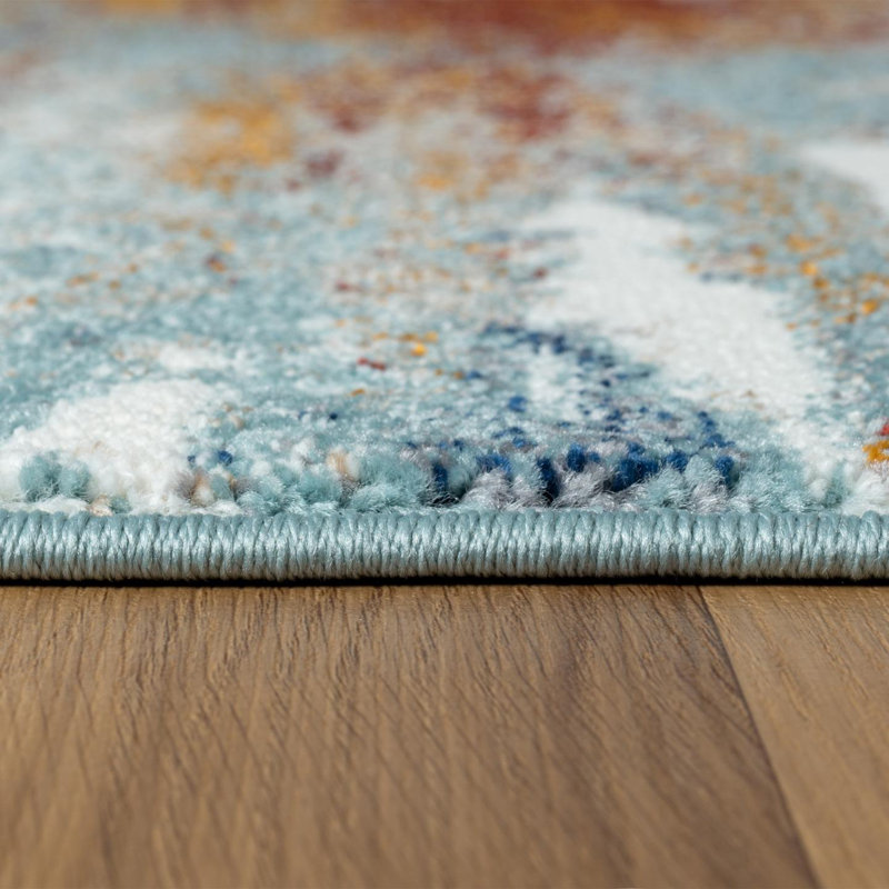 Coastal Modern Abstract Area Rug, Rectangle 7'8" x 10'6"