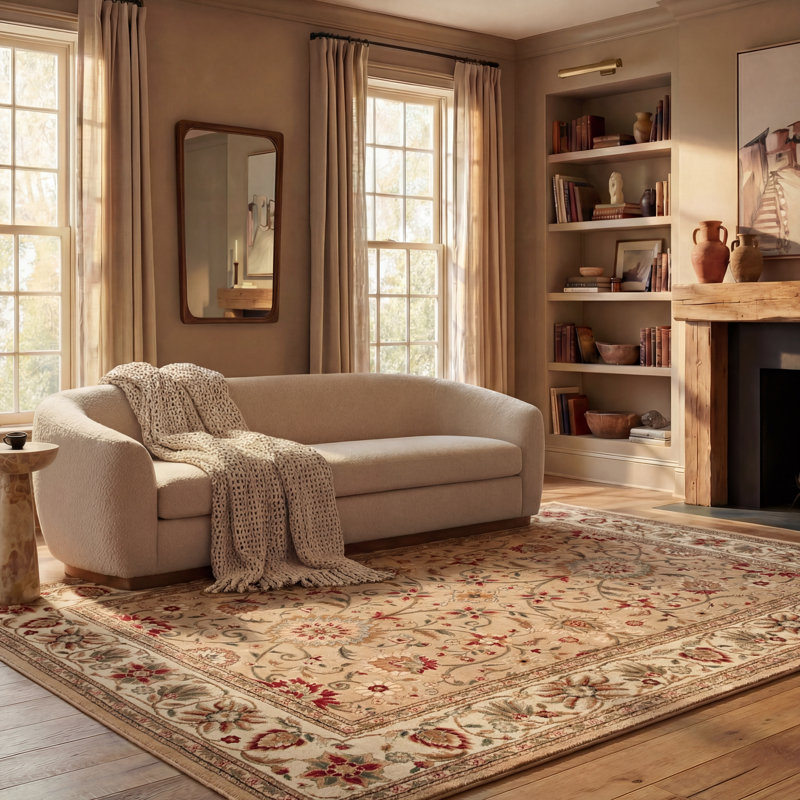 Lyndhurst Oriental Area Rug In Beige / Ivory, Rectangle 119.38 x 304.8 cm