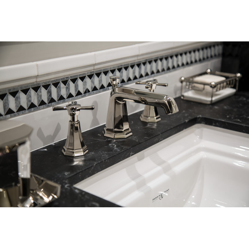 Polished Nickel Brass Widespread Bathroom Faucet with Drain Assembly