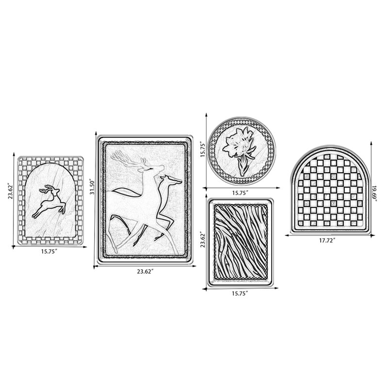 Ensemble d'art mural 5 pièces Mid-Century Modern, H 31,5 po x l 23,62 po
