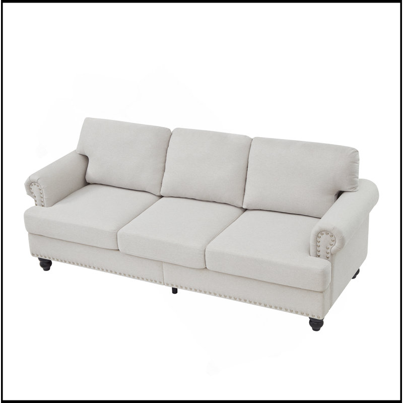 Canapé en tissu rembourré 83 po, Beige