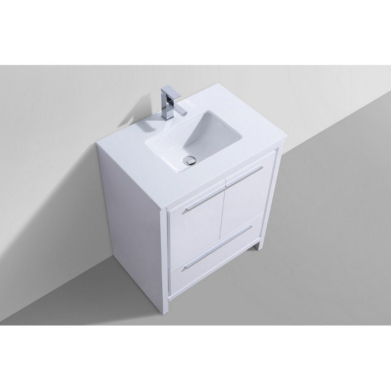 Meraris 29.125'' Single Bathroom Vanity with Top, Gloss White
