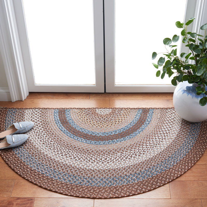 Tapis performance géométrique tissé à la main et lavable à la machine Liptak, Demi-lune de 2 pi 6 po x 4 pi
