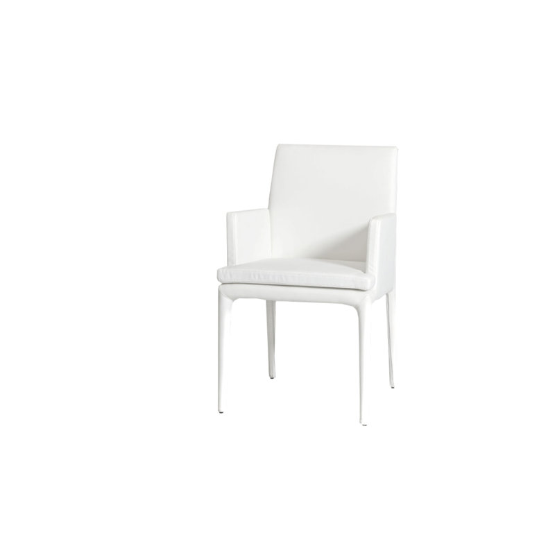 Chaise de salle à manger rembourrée Docila, Similicuir blanc pâte