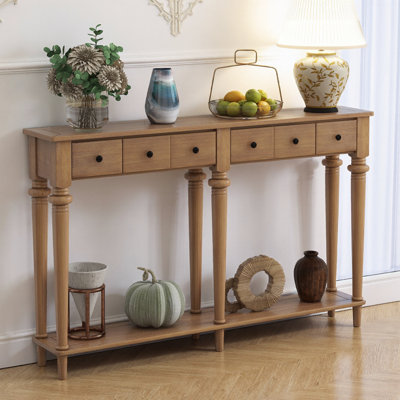 Table d'entrée avec 4 tiroirs, console rétro avec tablette ouverte pour les entrées, les salons et les couloirs