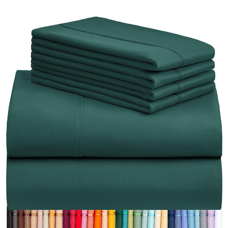 Luxclub 4 PC Emerald Split King Silky Soft Cooling Extra Deep Pocket Performance Sheet Set, Emerald