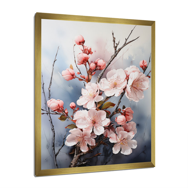 «Vittore Pink Blossoms Ethereal Delicacy I», reproduction, H 40 po x l 30 po x P 1,5 po, Encadrement doré