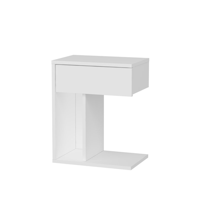 Raysean 44cm W Particle Board Bedside Table, White