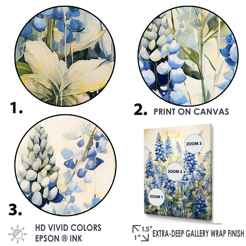 «Blue Bonnets Tranquility IV» sur toile, H 32 po x l 24 po x P 1 po