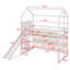 Lit mezzanine en bois avec glissade, tablettes de rangement et rampe d'escalade-756348266